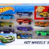 Hot Wheels Toy Cars & Trucks 10-Pack, Set of 10 1:64 Scale Vehicles, Includes Race Cars, Semi, Rescue or Construction Trucks (Styles May Vary)